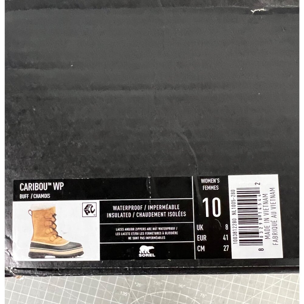 SOREL Caribou Women's Cold Weather Boots Buff Sz. 10  Leather NEW Waterproof - Picture 5 of 10